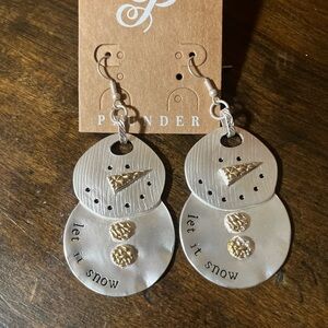 Plunder Silver and Gold Snowman Earrings